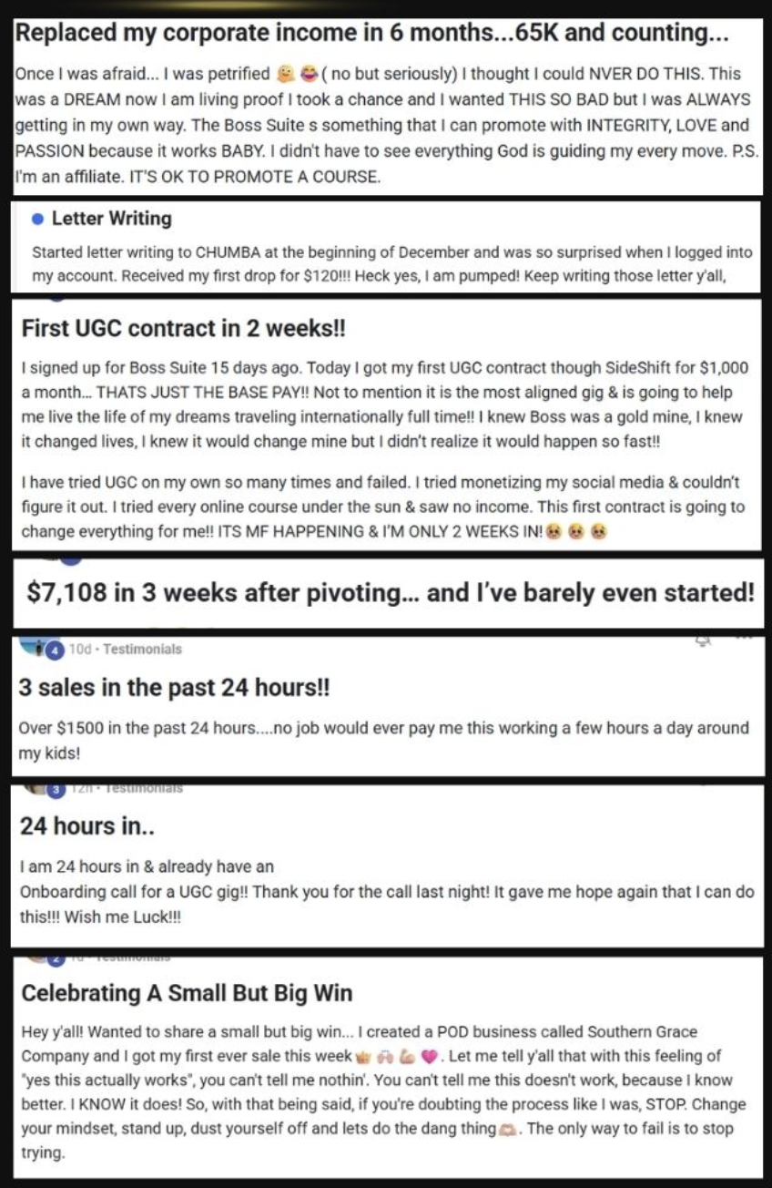 Boss Suite member testimonial 2